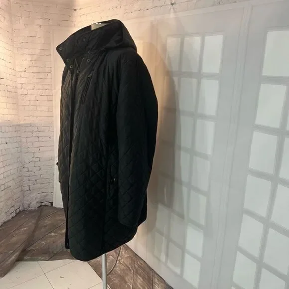 Lauren Ralph Lauren Black Quilted Mid-Length Hooded Puffer Coat Size 1X - Picture 4 of 9